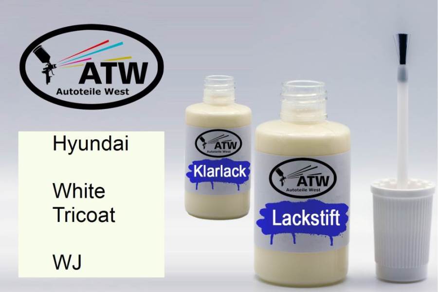 Hyundai, White Tricoat, WJ: 20ml Lackstift + 20ml Klarlack - Set, von ATW Autoteile West.